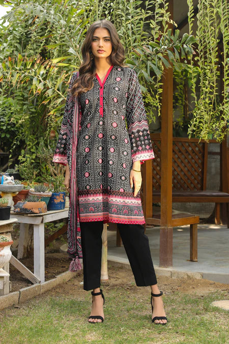 Lakhany | 3pc Unstitched Komal Prints with Printed Chiffon Dupatta