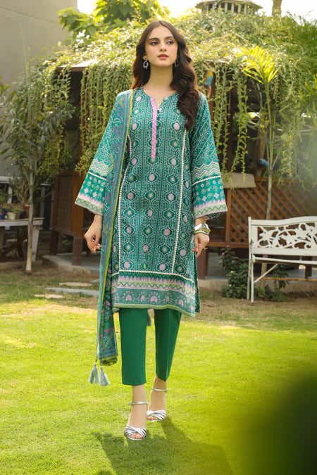 Lakhany | 3pc Unstitched Komal Prints with Printed Chiffon Dupatta