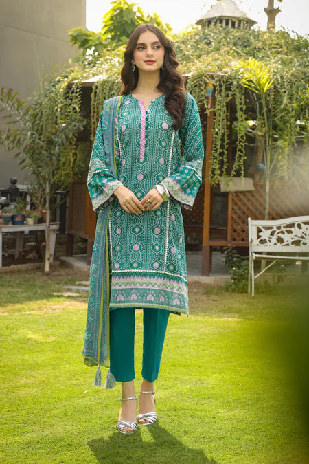 Lakhany | 3pc Unstitched Komal Prints with Printed Chiffon Dupatta