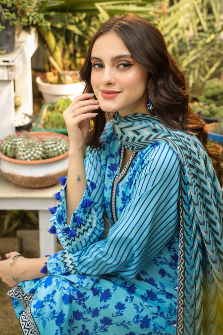 Lakhany | 3pc Unstitched Komal Prints with Printed Chiffon Dupatta