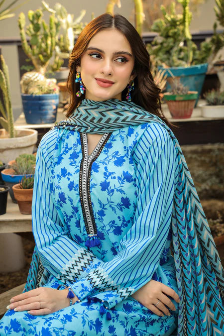 Lakhany | 3pc Unstitched Komal Prints with Printed Chiffon Dupatta