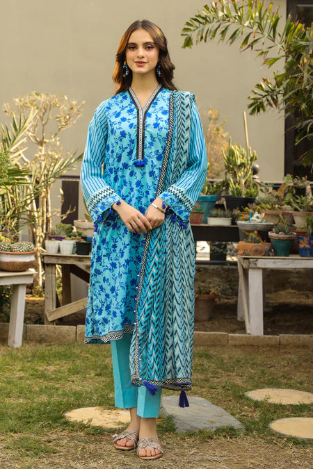 Lakhany | 3pc Unstitched Komal Prints with Printed Chiffon Dupatta
