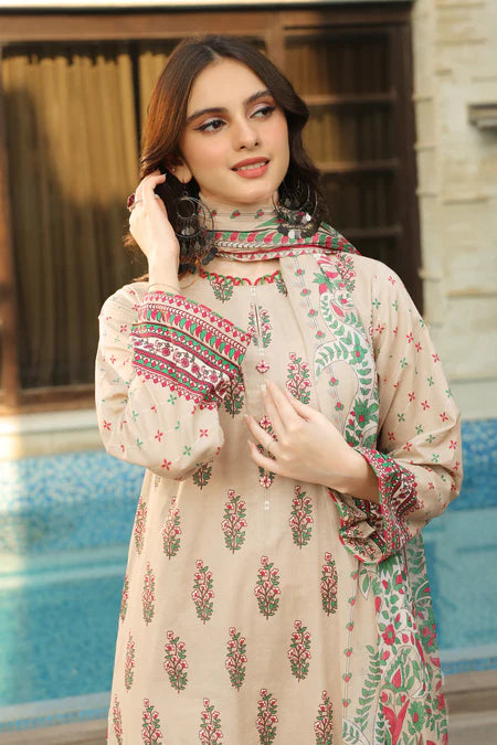 Lakhany | 3pc Unstitched Komal Prints with Printed Chiffon Dupatta