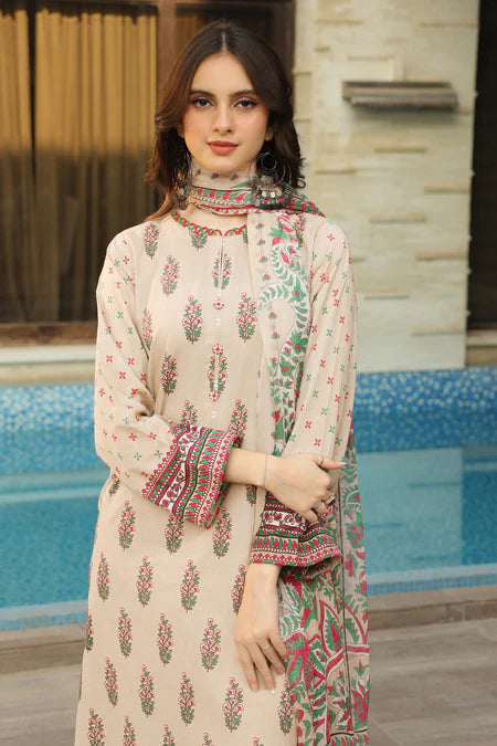 Lakhany | 3pc Unstitched Komal Prints with Printed Chiffon Dupatta