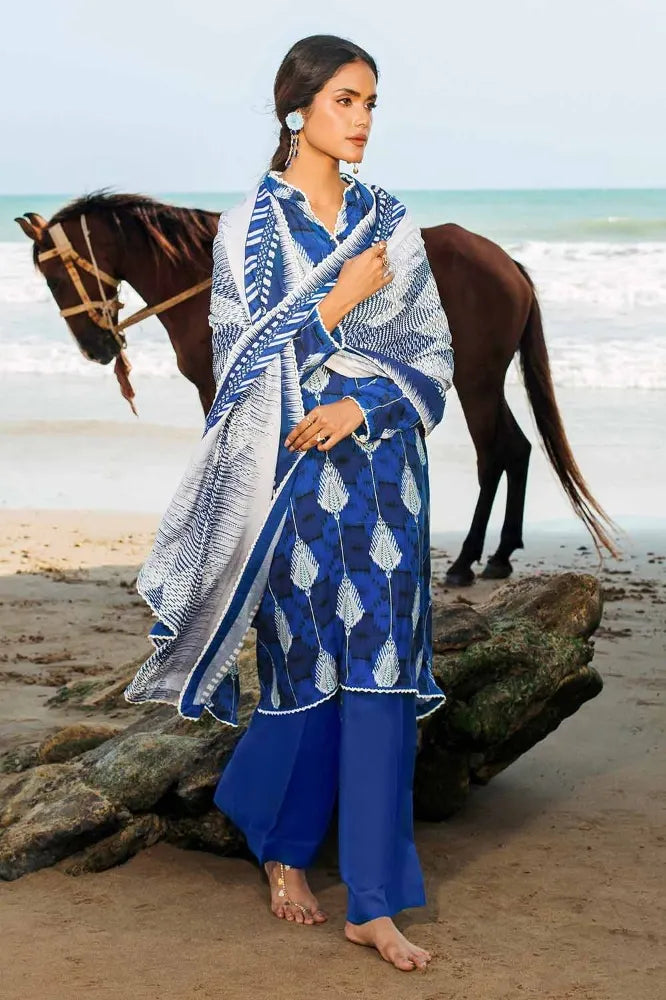 GUL AHMED | 3PC UNSTITCHED PRINTED LINEN SUIT