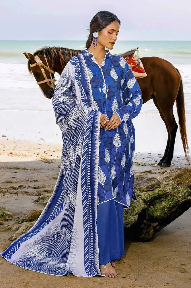GUL AHMED | 3PC UNSTITCHED PRINTED LINEN SUIT