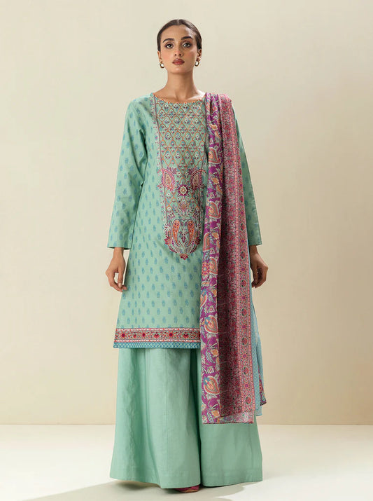 MORBAGH by BEECHTREE | 2 Piece Unstitched Embroidered Lawn | Soothing Sea