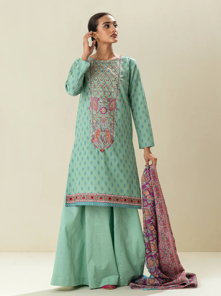 MORBAGH by BEECHTREE | 2 Piece Unstitched Embroidered Lawn | Soothing Sea