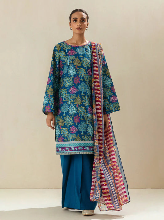 MORBAGH by BEECHTREE | 3 Piece Unstitched Lawn Suit | Coastal Blue
