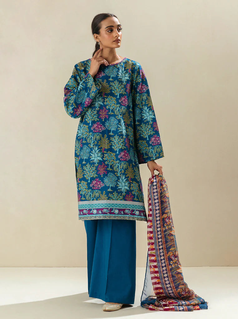 MORBAGH by BEECHTREE | 3 Piece Unstitched Lawn Suit | Coastal Blue