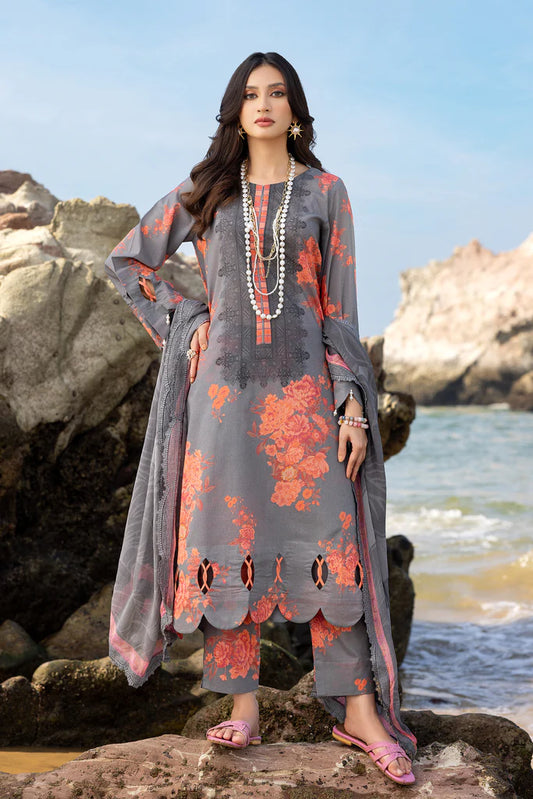 Charizma | 3-Pc Unstitched Printed Lawn with Embroidered Chiffon Dupatta