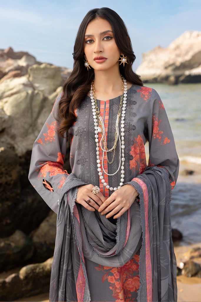 Charizma | 3-Pc Unstitched Printed Lawn with Embroidered Chiffon Dupatta