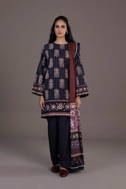 SAPPHIRE | UNSTITCHED 3 PIECE PRINTED KHADDAR SUIT