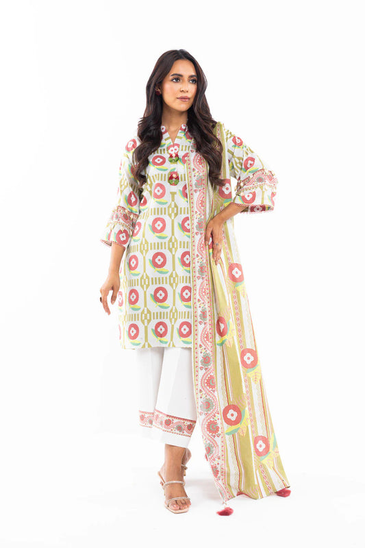 Alkaram | Unstitched 3 Pc Printed Lawn Suit With Lawn Dupatta