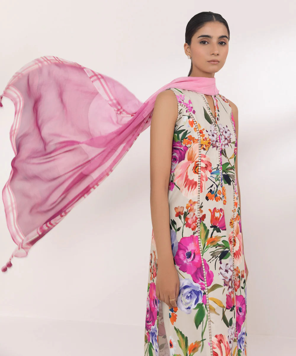 SAPPHIRE | UNSTITCHED 2 PIECE PRINTED COTTON SUIT