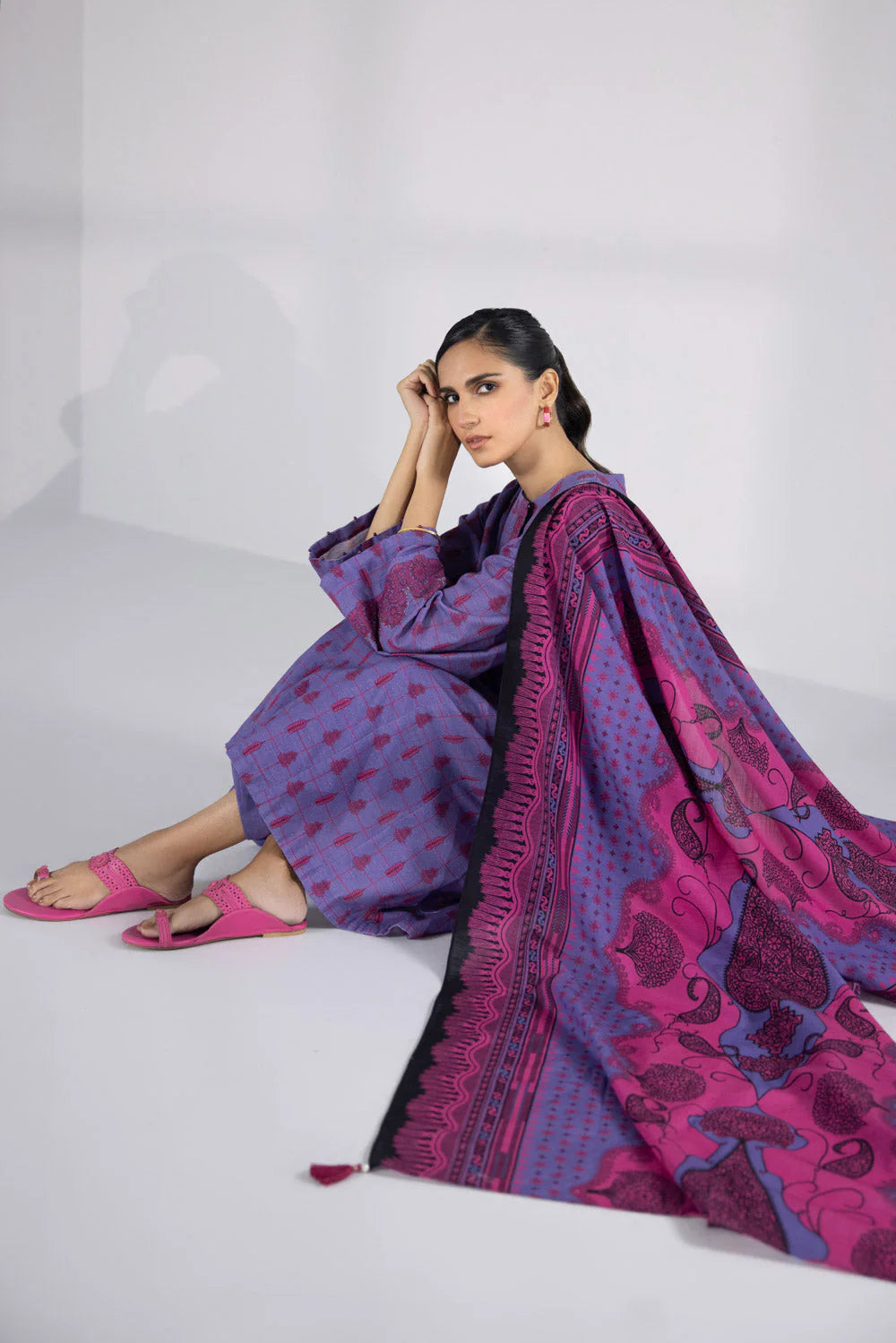 SAPPHIRE | UNSTITCHED 3 PIECE PRINTED KHADDAR SUIT