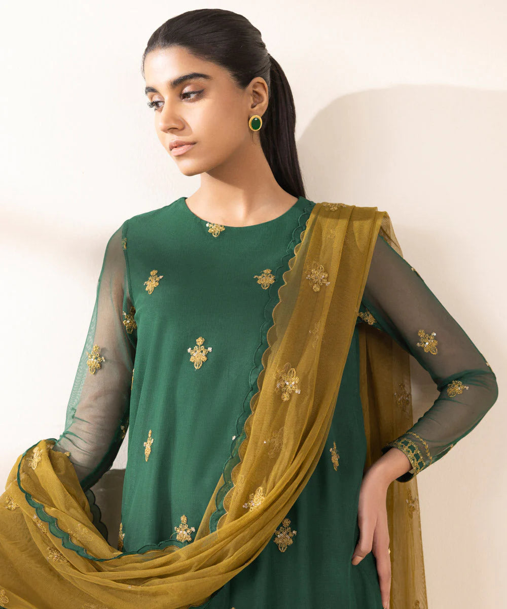 SAPPHIRE | UNSTITCHED 3 PIECE EMBROIDERED NET SUIT