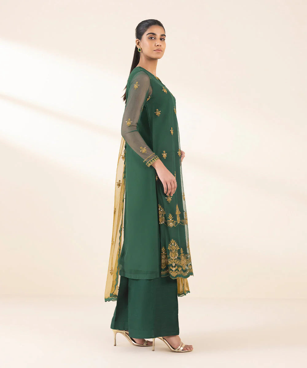 SAPPHIRE | UNSTITCHED 3 PIECE EMBROIDERED NET SUIT