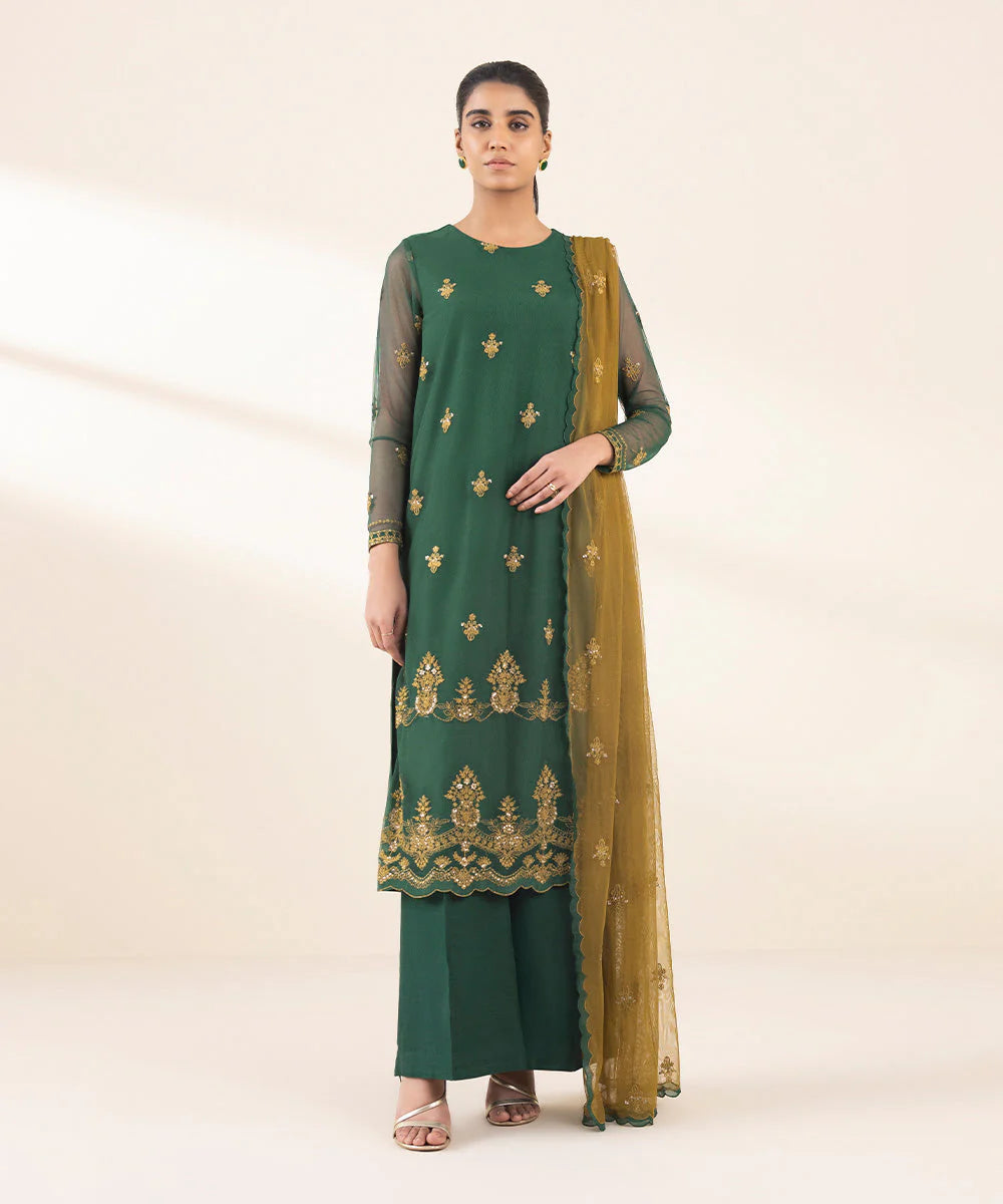 SAPPHIRE | UNSTITCHED 3 PIECE EMBROIDERED NET SUIT