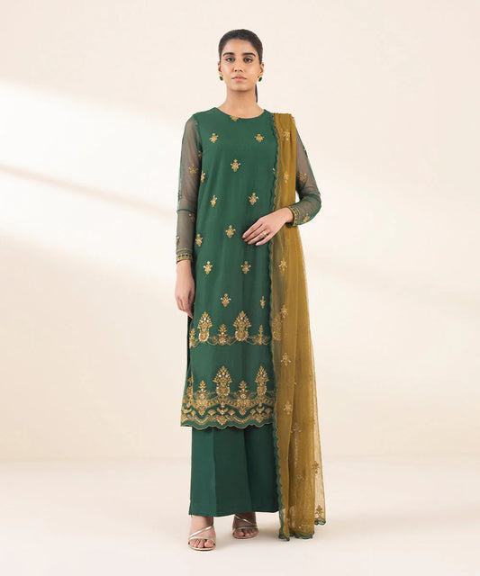 SAPPHIRE | UNSTITCHED 3 PIECE EMBROIDERED NET SUIT
