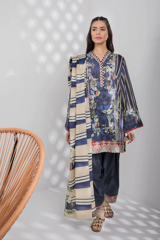 Sapphire | Unstitched 3Pc Printed Khaddar Suit | U3P-WS23R9-17