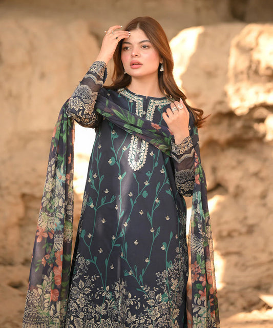 SAPPHIRE | UNSTITCHED 3 PIECE EMBROIDERED LAWN SUIT