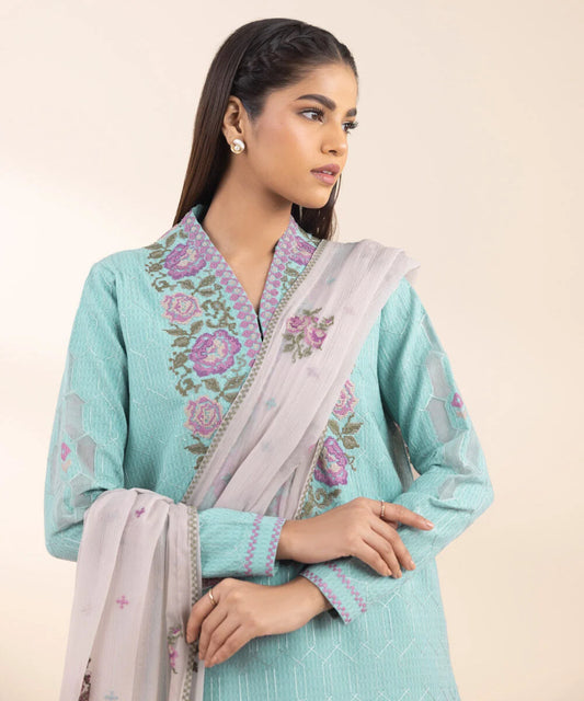 SAPPHIRE | UNSTITCHED 3 PIECE EMBROIDERED DOBBY SUIT