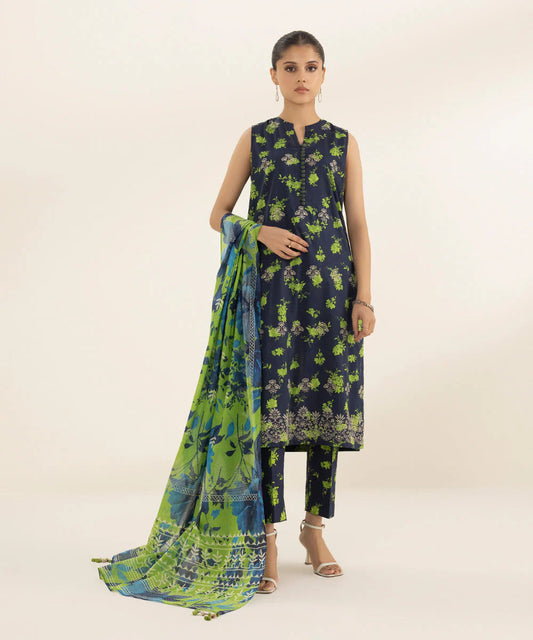 SAPPHIRE | UNSTITCHED 3 PIECE EMBROIDERED LAWN SUIT