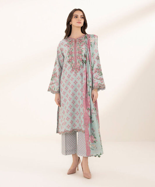 SAPPHIRE | UNSTITCHED 3 PIECE EMBROIDERED LAWN SUIT