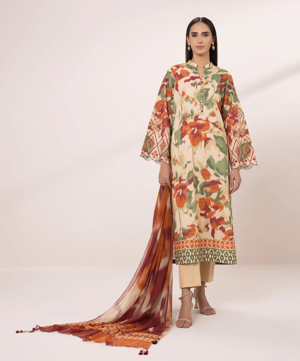 SAPPHIRE | UNSTITCHED 3 PIECE EMBROIDERED CAMBRIC SUIT