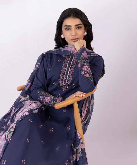 SAPPHIRE | UNSTITCHED 3 PIECE EMBROIDERED CAMBRIC SUIT