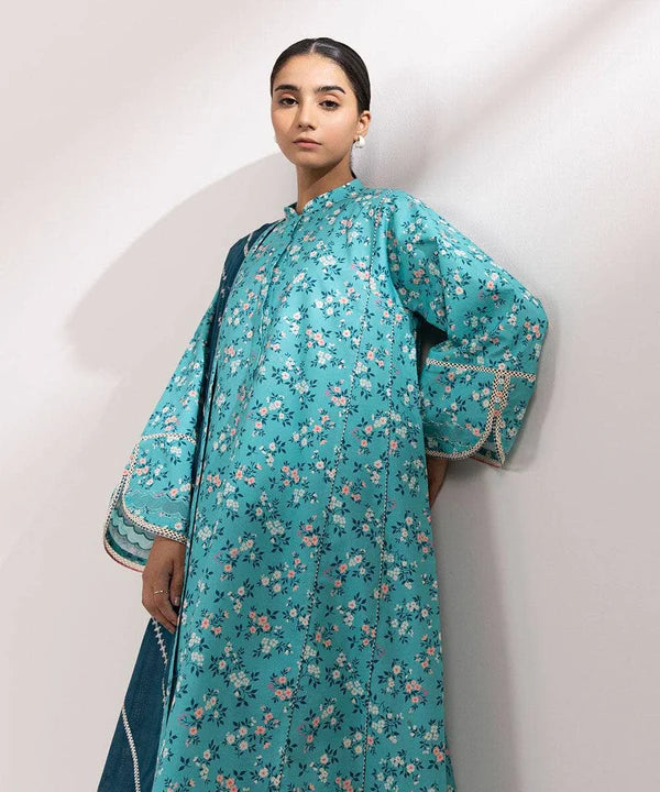 SAPPHIRE | UNSTITCHED 3 PIECE EMBROIDERED COTTON SATIN SUIT