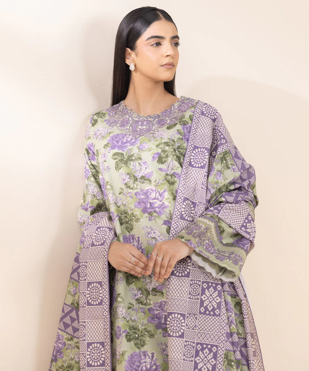 SAPPHIRE | UNSTITCHED 3 PIECE EMBROIDERED KHADDAR SUIT