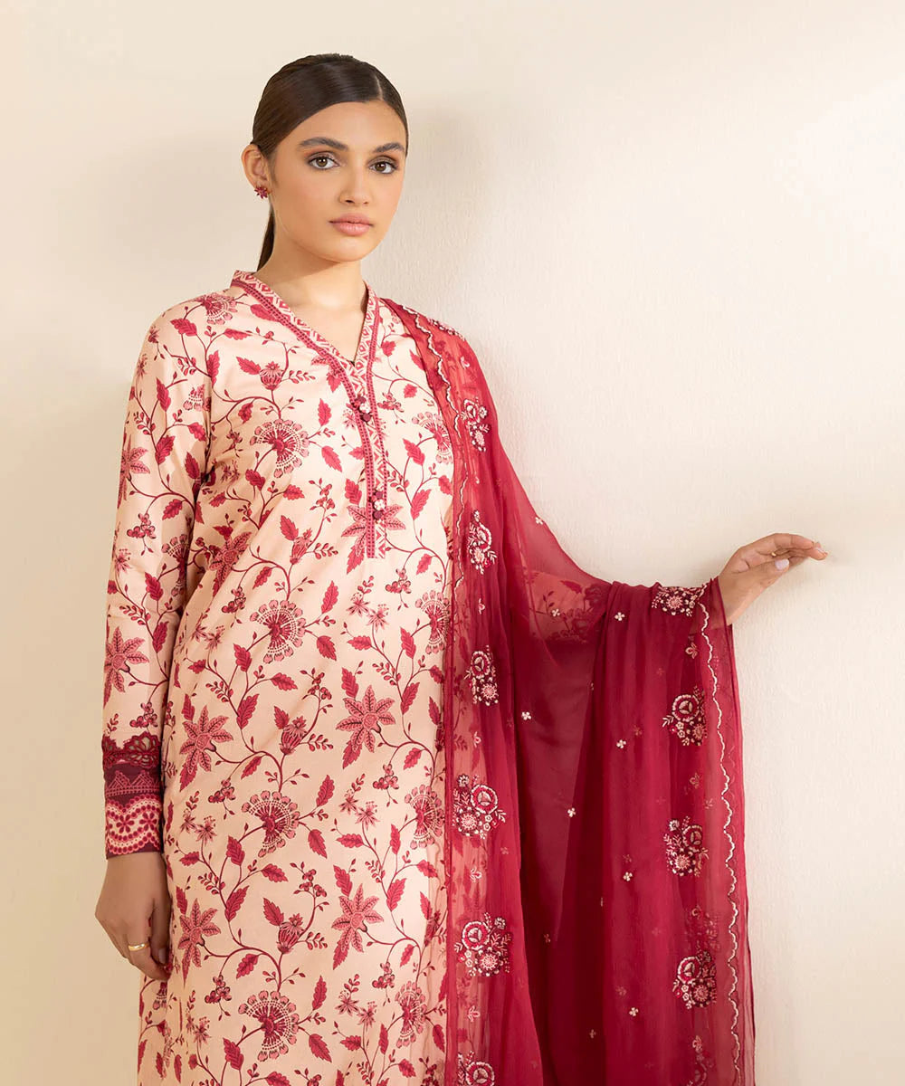 SAPPHIRE | UNSTITCHED 3 PIECE EMBROIDERED COTTON SUIT