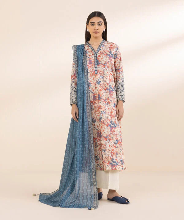 SAPPHIRE | UNSTITCHED 3 PIECE EMBROIDERED LAWN SUIT