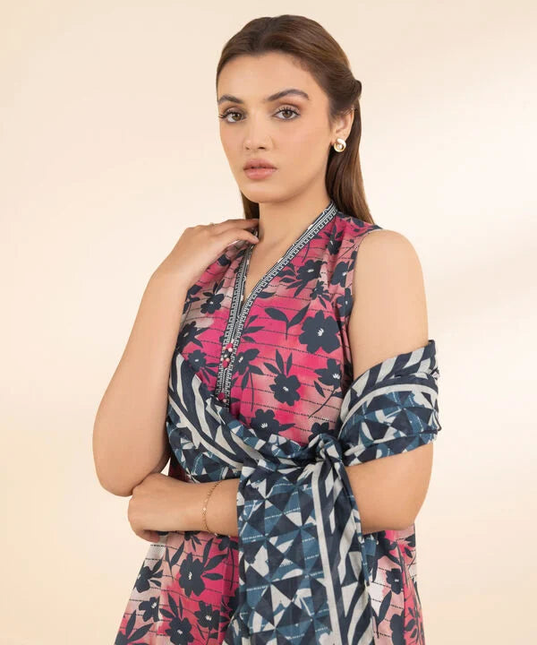SAPPHIRE | UNSTITCHED 3 PIECE EMBROIDERED COTTON SUIT