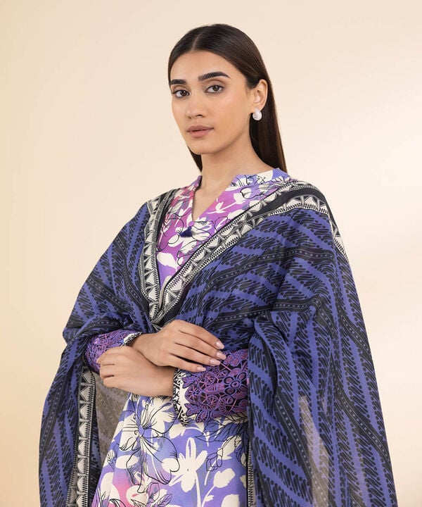 SAPPHIRE | UNSTITCHED 3 PIECE EMBROIDERED COTTON SUIT