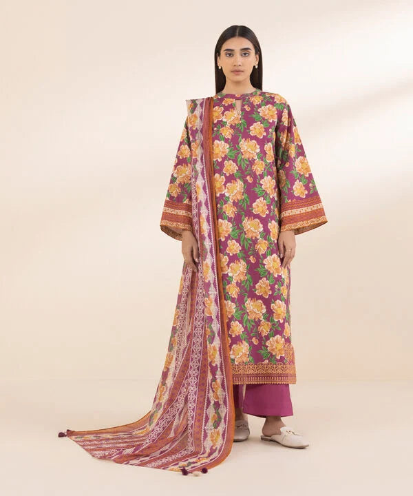 SAPPHIRE | UNSTITCHED 3 PIECE EMBROIDERED COTTON SUIT