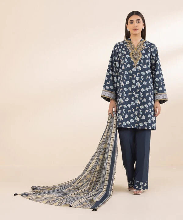 SAPPHIRE | UNSTITCHED 3 PIECE EMBROIDERED COTTON SUIT
