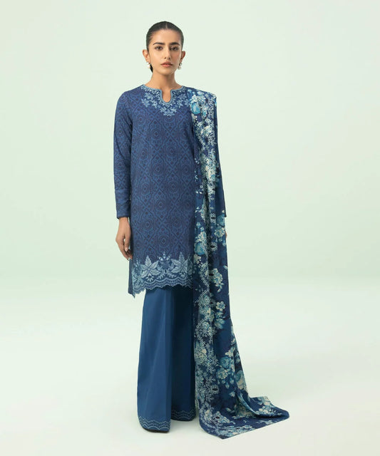 SAPPHIRE | UNSTITCHED 3 PIECE EMBROIDERED LINEN SUIT