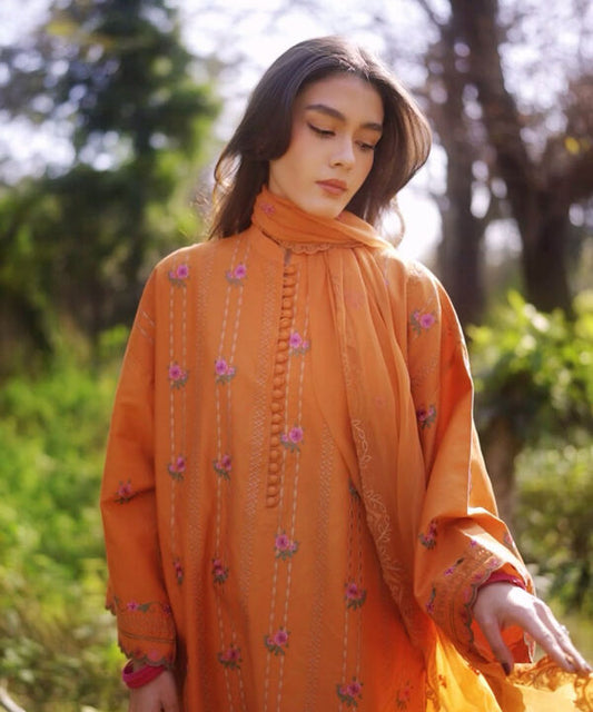 SAPPHIRE | UNSTITCHED 3 PIECE EMBROIDERED COTTON SATIN SUIT