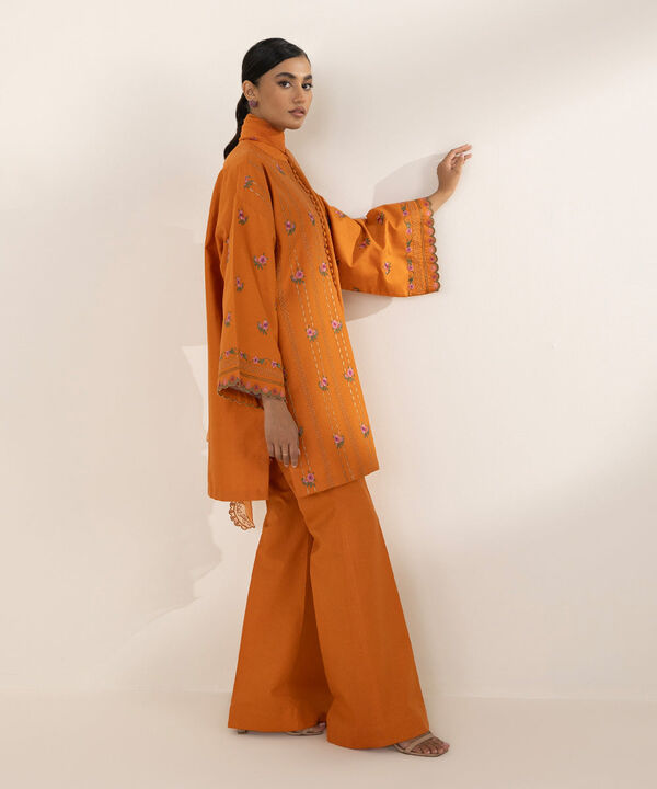 SAPPHIRE | UNSTITCHED 3 PIECE EMBROIDERED COTTON SATIN SUIT