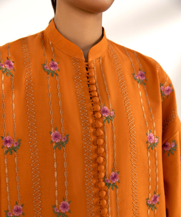 SAPPHIRE | UNSTITCHED 3 PIECE EMBROIDERED COTTON SATIN SUIT