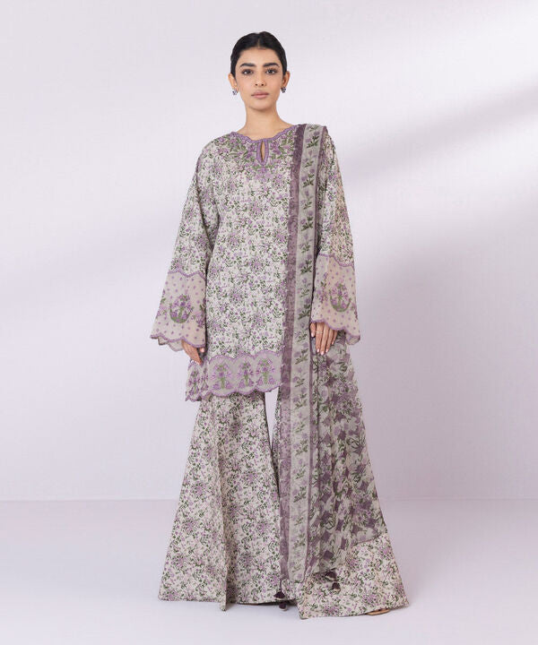SAPPHIRE | UNSTITCHED 3 PIECE EMBROIDERED LAWN SUIT
