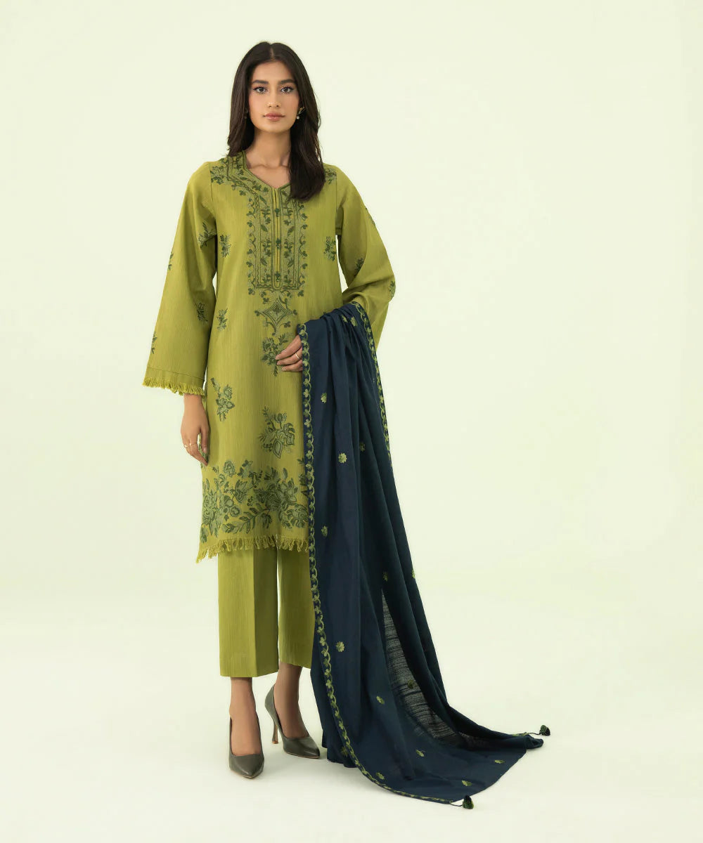 SAPPHIRE | UNSTITCHED 3 PIECE EMBROIDERED LIGHT KHADDAR SUIT