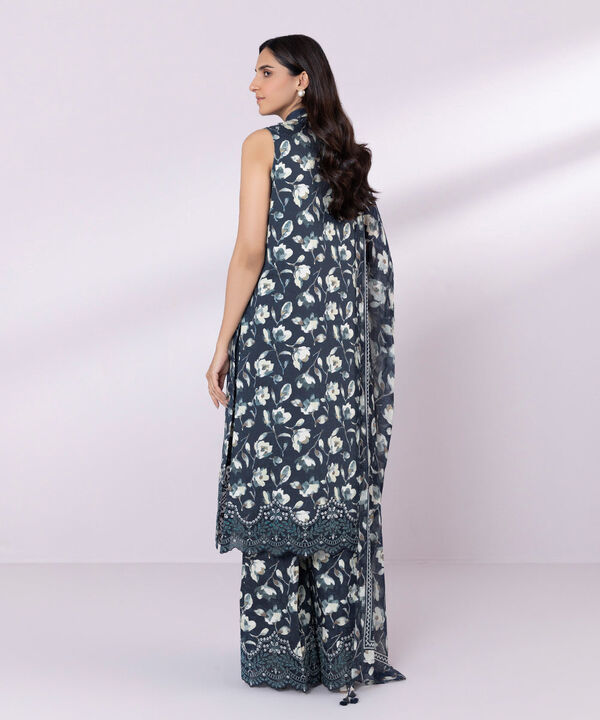 SAPPHIRE | UNSTITCHED 3 PIECE EMBROIDERED COTTON SATIN SUIT