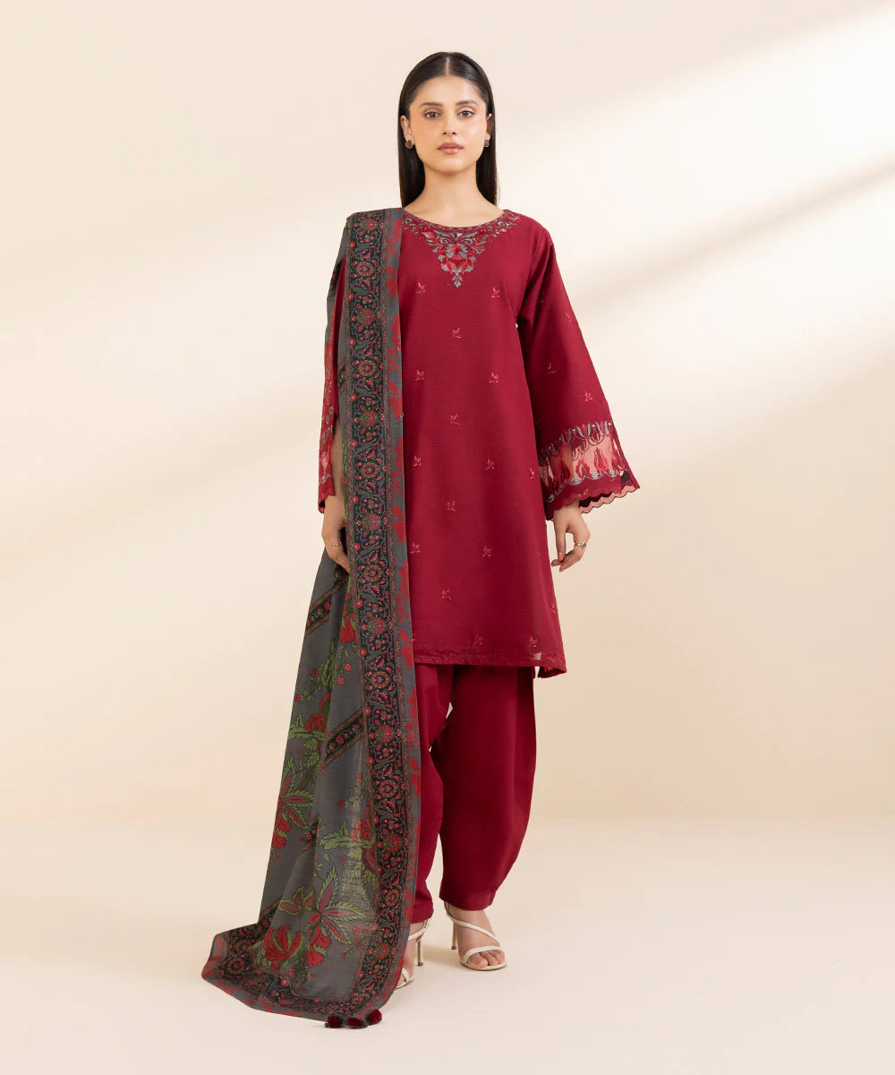 SAPPHIRE | UNSTITCHED 3 PIECE EMBROIDERED LIGHT KHADDAR SUIT