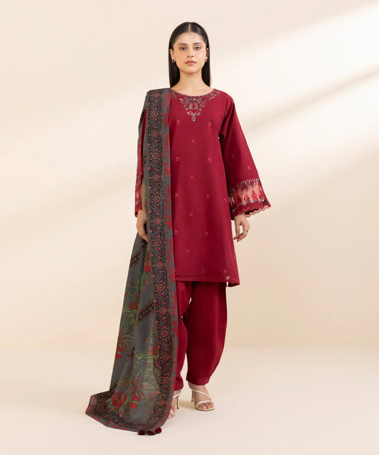 SAPPHIRE | UNSTITCHED 3 PIECE EMBROIDERED LIGHT KHADDAR SUIT