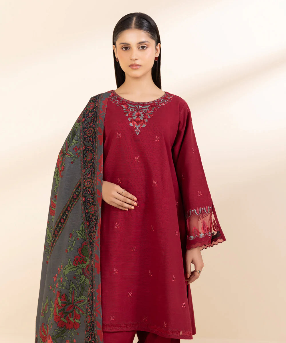 SAPPHIRE | UNSTITCHED 3 PIECE EMBROIDERED LIGHT KHADDAR SUIT