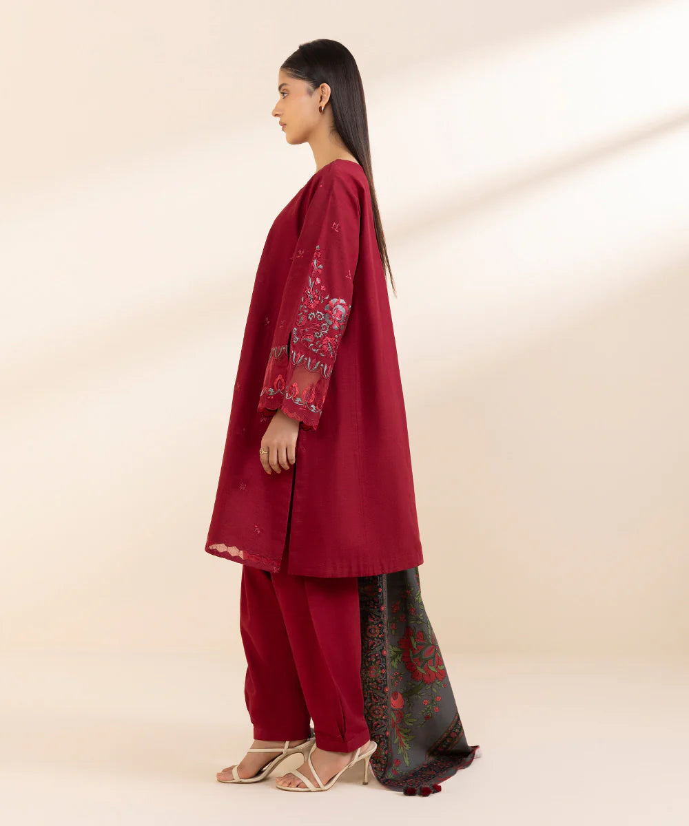 SAPPHIRE | UNSTITCHED 3 PIECE EMBROIDERED LIGHT KHADDAR SUIT